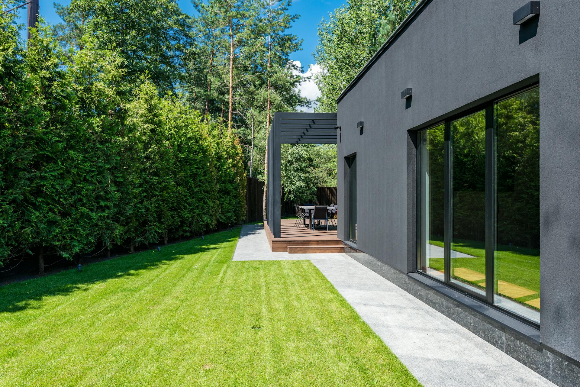 Modern detached ADU exterior with landscaping